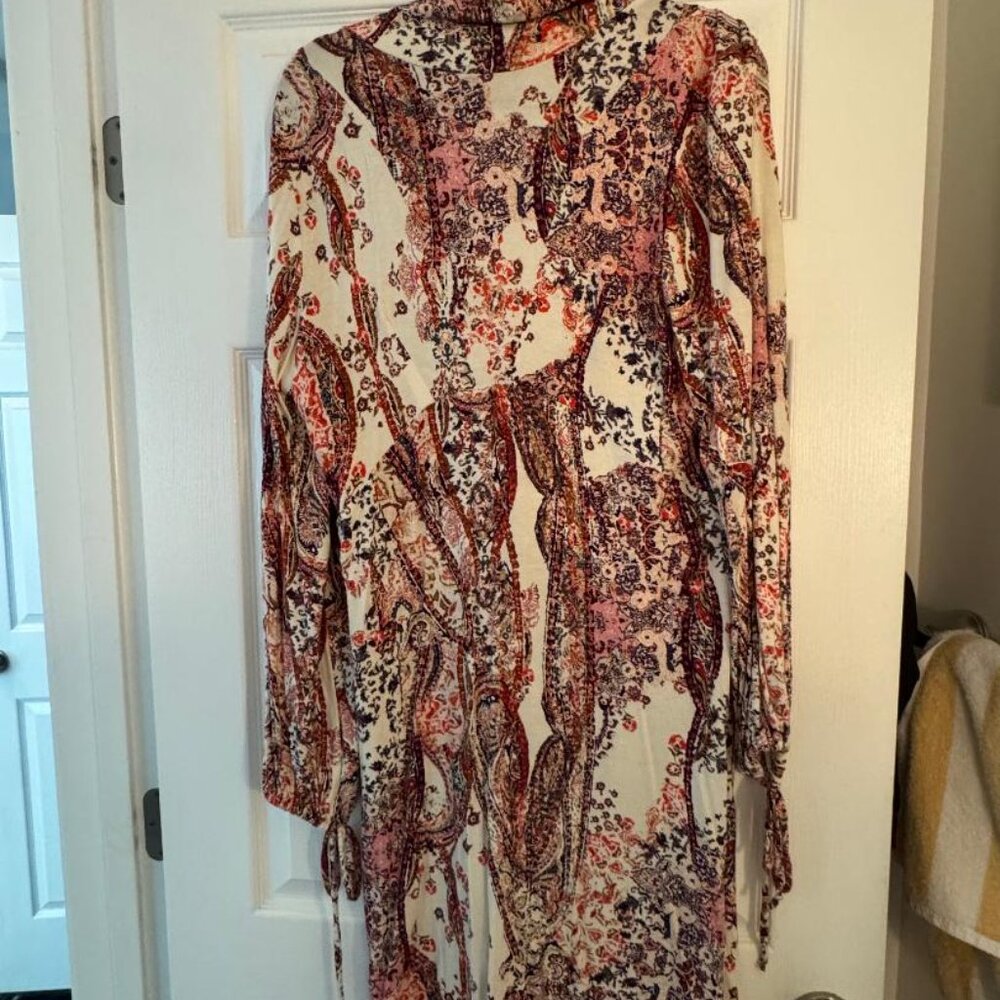 Free People All Dolled Up Printed Long Sleeve Dress – XL